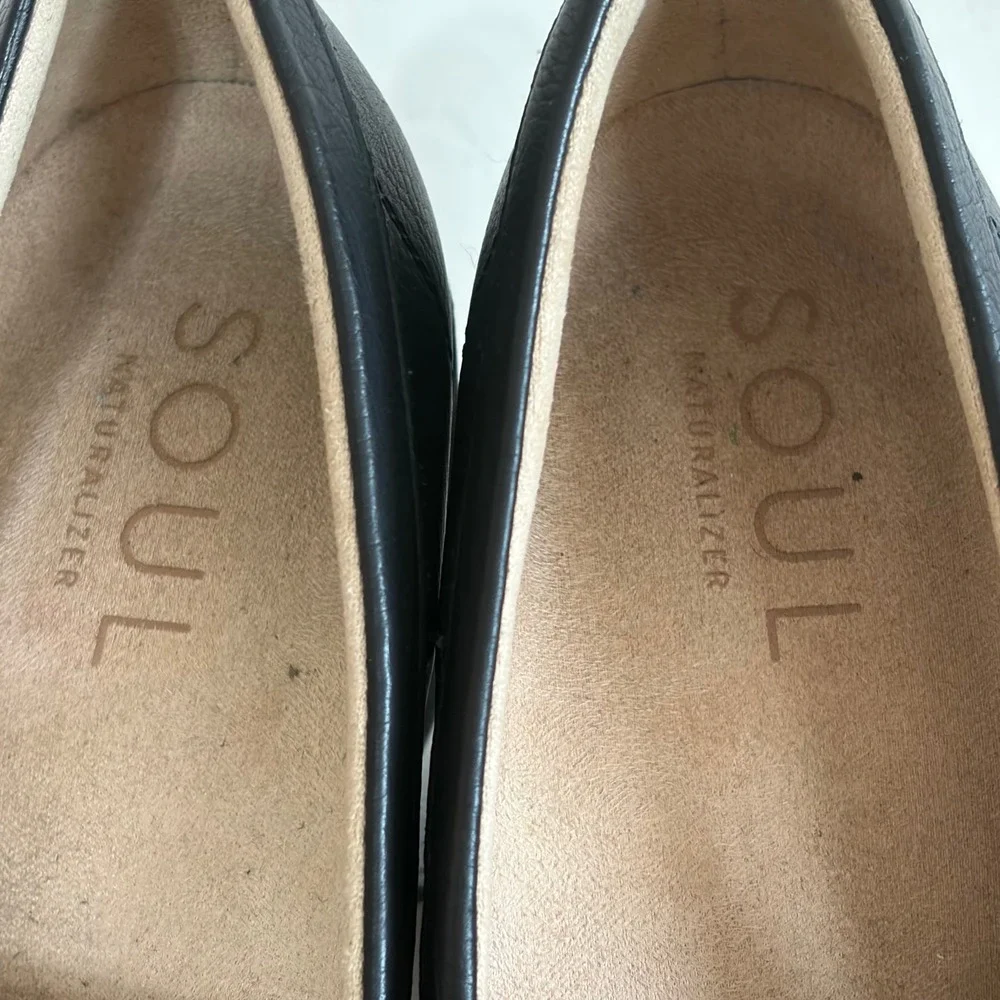 Soul Naturalizer Achieve Black Wedge Loafers Metallic Bit Platform Shoes 9.5M
